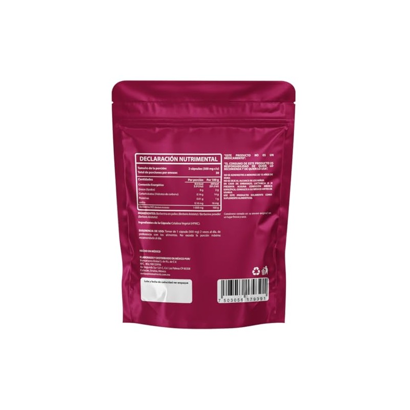 Wellthy Berberina Pura Cápsulas 100 Berberis Aristata 500mg Dias Consumo