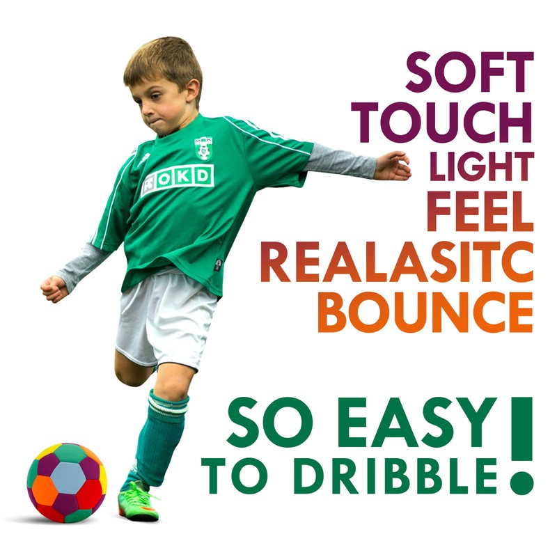 LINKBOY Multicolor Soft Indoor Soccer Ball for Toddlers, Size 4
