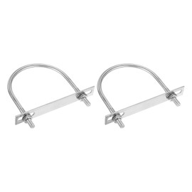 DTGN M10x114x148mm U Bolts Round Kit - 2Set - 304 Stainless Steel U-Bolt Kit with Nuts, Washers, Frame Plate - Good for DN100 Pipe, Trailer, Automotive, Leaf Spring Fastener