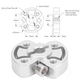 Aluminum Shaft Clamping Hub, 6mm D‑Bore Clamp Mounting Accessory Parts 3309‑0016‑1006 with Good Compatibility