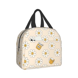 Lunch Bag Cute Daisy Print Insulated Lunch Box Reusable Lunch Bags Meal Portable Container Tote For Men Women Work Travel Picnic