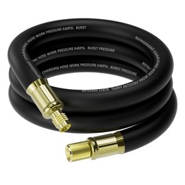 1/2" HVAC Vacuum Hose, 3/8" to 1/4" SAE Fittings High-Flow Refrigerant Hoses, 20 Microns Vacuum Pump Hose Faster HVAC Evacuation and Recovery, 6 Feet Vacuum Certified Refrigerant Hoses