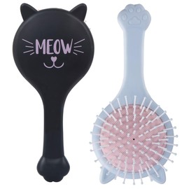 TaiBest Cute Cat Shape Hair Brush Set - Air Cushion Comb for Fine, Thick, Curly Hair- Hair Brush for Women, Men or Kids (Black & Blue)