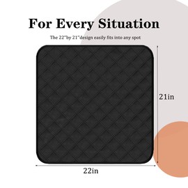 RIQINXIN Absorbent Black Incontinence Chair Pads Quilted Incontinence Seat Protector Pads for Adults Senior Children 21x22in 2pcs