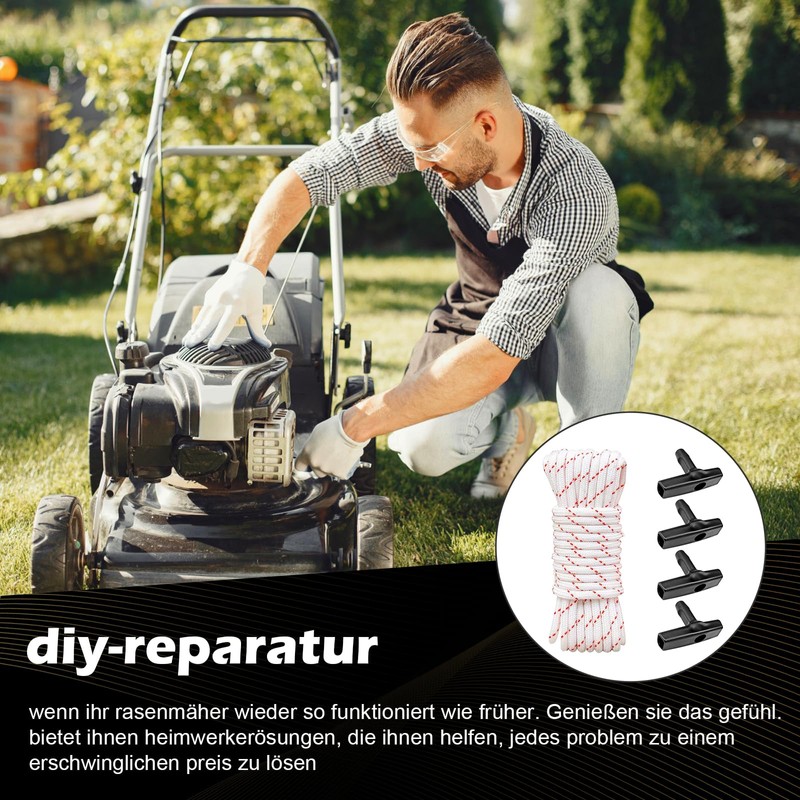 Kisvic Starter Rope Lawnmower 10 m, Lawn Mower Pulley and