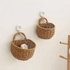 AIMALL 1pcs Elegant Handcrafted Woven Rattan Wall-Mounted Baskets, Multifunctional Storage