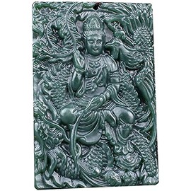 c1lint7785631 Women's Necklaces Men's Necklaces Pure Natural Fine Manual Sculpture Green Jade Gguan Yin Kwan-Yin Buddha Guanyin Pendant Necklace Men or Women Crystal Gemstone Pendant Necklace Amulet