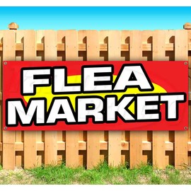 Flea Market Banner 13 oz | Non-Fabric | Heavy-Duty Vinyl Single-Sided With Metal Grommets