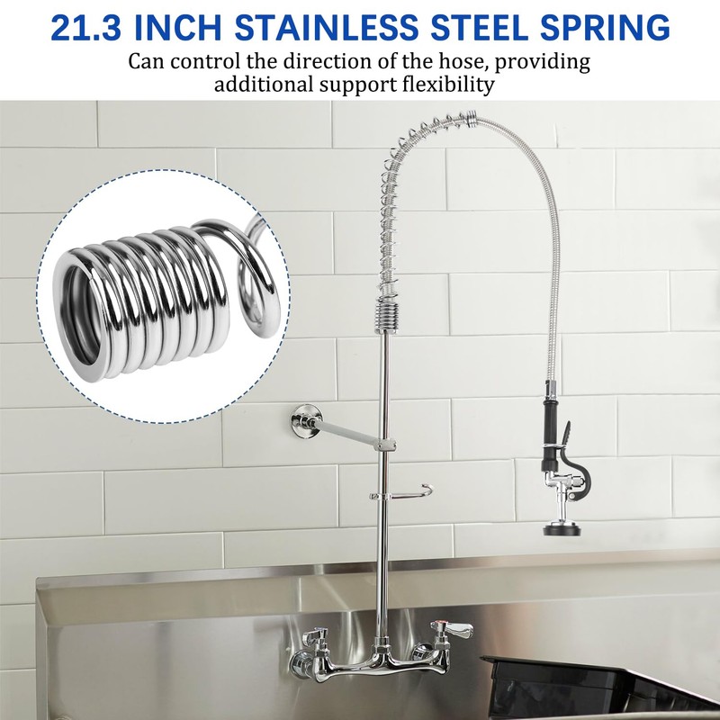 COOLWEST Pre Rinse Spray Valve with 44” Commercial Sink Sprayer