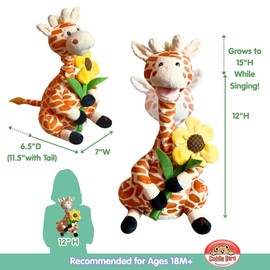 Cuddle Barn - Gerry | Giraffe Animated Stuffed Animal Plush, Neck Grows and Sings Your Love Lifts Me Higher 12 inches