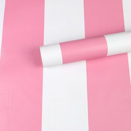 Pink and White Stripes Peel & Stick Shelf Liner Removable Contact Paper Wallpaper for Drawer Cabinet Nursery Decor 17.7" x 393"