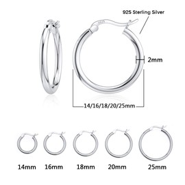 DALARAN Creole Earrings Sterling Silver Hoop Earrings for Girls with Sensitive Ears Hypoallergenic Earrings 14/16/18/20/25/30/40/50 mm "Multi-Way", Silver, Silver