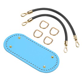 uxcell Crochet Bag Making Kit, 8.7 x 4 Inch Oval PU Leather Bag Bottom with 2Pcs 11.8" Bag Handles and 4Pcs Buckles for DIY Crochet Bag Shoulder Bag Purse Making, Blue