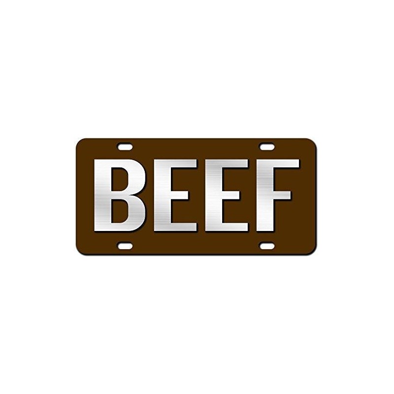 Beef License Plate Brushed Aluminum 2-D Farmer Heavy Duty -