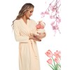 QTECLOR Maternity Robe with Matching Swaddle Blanket Set,Maternity Barhrobe Delivery