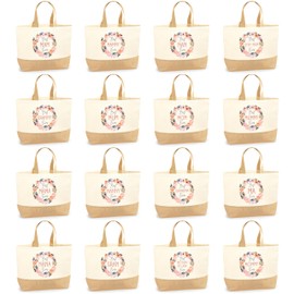 Grandmother Shopper Bag - Best Nanny Ever Flower Wreath - Jute Canvas X-Large Tote Bag - Mothers Day Nanny Grandma Gran Nan XL natural