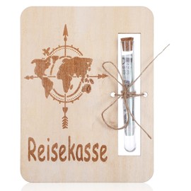 JIEYAO Money Gifts Birthday, Travel Fund Money Gifts Wooden Packaging Funny Travel Money Gift World Map Money Gift Wedding Gift with Test Tubes and Twine (Travel Fund)