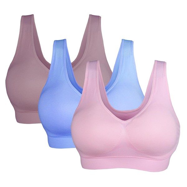 KINYAOYAO 3 Pack Women's Ultimate Comfy Medium Support Seamless Wireless