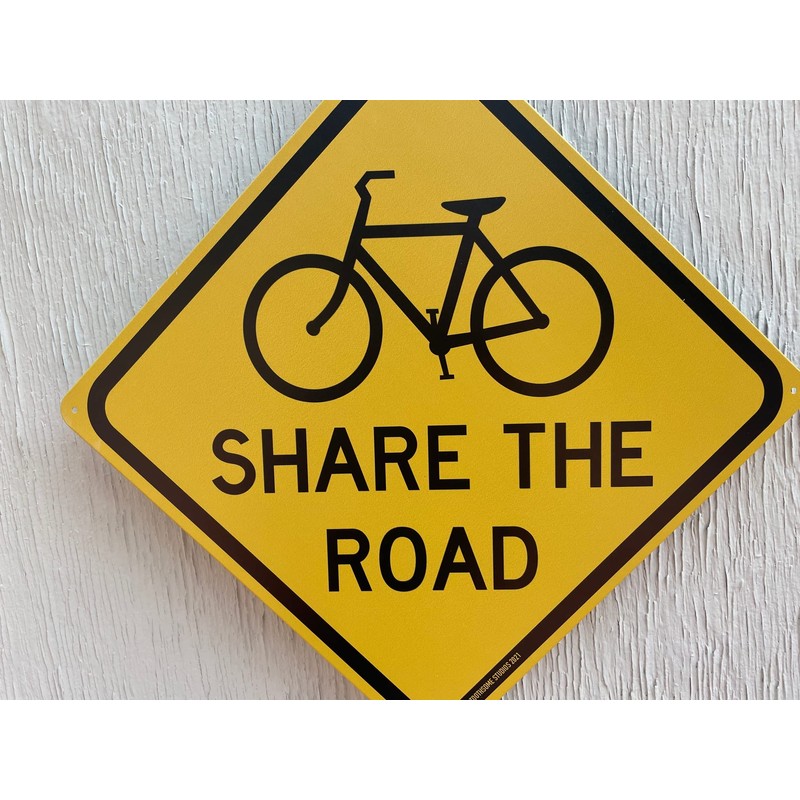 Share The Road 12" x 12" Tin Road Sign Bike