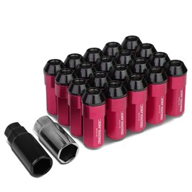 29mm Aluminum M12 x 1.5 6-Point 23mm OD Pink 20 Lug Nuts with 24mm Caps Set Adapter, Pink