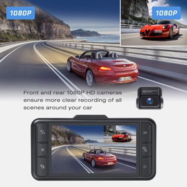 Dash Cam Front and Rear 3" IPS Screen Dual Dash cam Supercapacitor Car Camera Video Recording w/Wide Angle G-Sensor Loop Recording, Support External GPS Logger