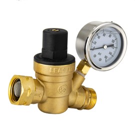 RecPro RV Brass Water Pressure Regulator with 90 Degree Fitting | RV Plumbing | Adjustable Water Pressure Regulator | with Guage…