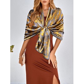 Bestshe Silk Feeling Long Scarf Fashion Floral Large Scarf Satin Shawl Wraps for Women with Gift Packed