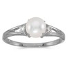 14k White Gold Freshwater Cultured Pearl And Diamond Ring (Size