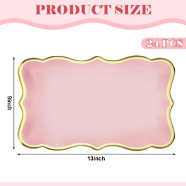 Havawish 24 Pcs 9" x 13" Pink Disposable Serving Trays and Platters Food Platters for Parties White Trays Cupcake Platter Bandejas Decorativas Para Fiestas for Birthday Party Weddings