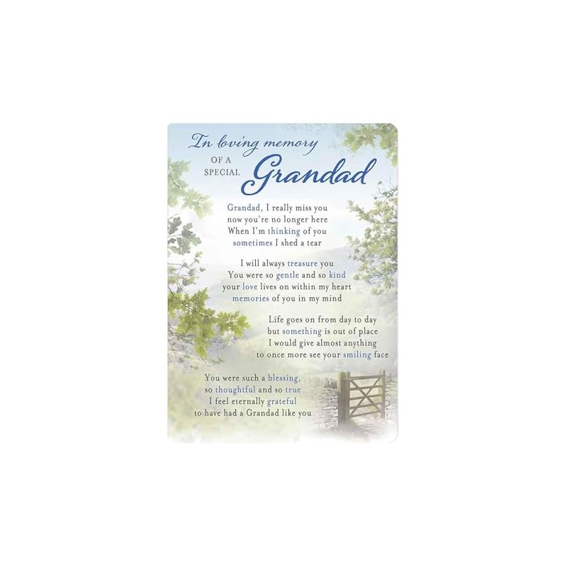 Graveside Memorial Card Remembrance Verse Plastic Coated Grave Graveside Card