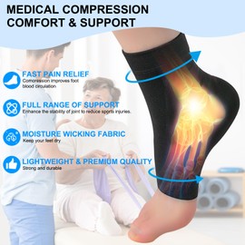 MENG YU QIAN XUN Ankle Compression Sleeves(Pair), Open Toe Socks for Swelling, Sprain, Arch Support - 8-15 mmHg, Black, for Men and Women (Black, Small)
