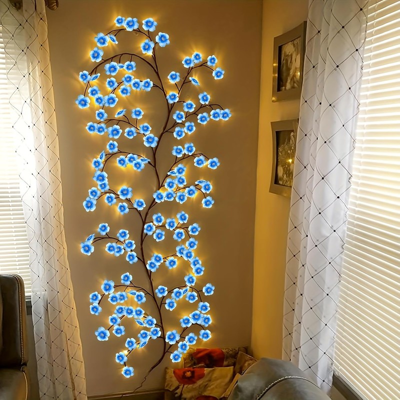 Blue Cherry Blossom LED Lights for Bedroom Decor, BomKra Cherry