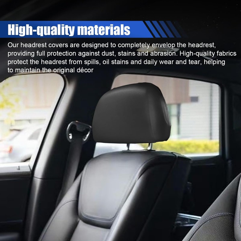 UHANBUT 2PCS Car Seat Headrest Cover, PU Soft Elastic Waterproof