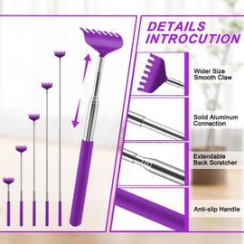NICEMOVIC 6 Pack Back Scratcher for Women Men, Christmas Stocking Stuffers, Prizes for Adults, White Elephant Gifts for Adults, Extendable Bulk Back Massager Tool for Thanksgiving Birthday (Purple)