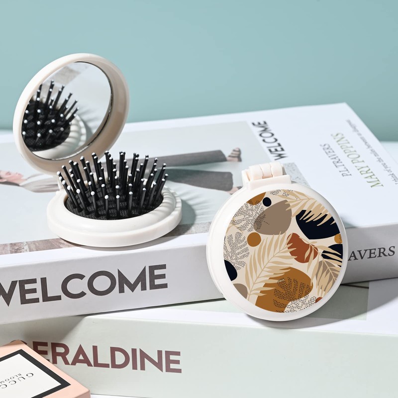 Mini hairbrush, pocket hairbrush with mirror, portable for purse/pocket, travel