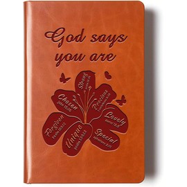 Christian Gifts Leather Notebook Bible Verse Faith Religious Writing Notebook for Women Men Religious Inspirational Christian Gift for Friends Family (God says you are)
