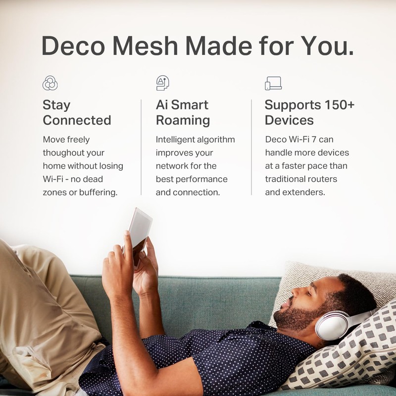 TP-Link 𝐃𝐞𝐜𝐨 BE23 Dual-Band BE3600 WiFi 7 Mesh Wi-Fi Router