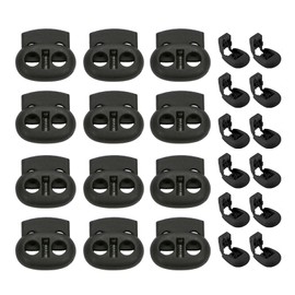 Pack of 24 Cord Locks, Laces, Quick Release Shoes, Paracord Accessories, Spring Cord Locks, Laces Stopper, Laces Clips for Cord. Lock Laces, black