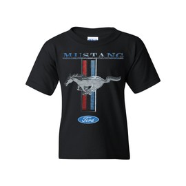 Ford Mustang Classic Youth T-Shirt GT Cobra Boss 302 Mach 1 Tee Black Large