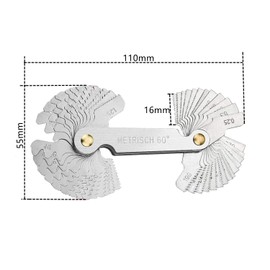 52 Pcs Thread Gauge Stainless Steel Screw Thread Gauge Tool 60°/55° Metric and Imperial Thread Pitch Cutting Gauge for Industrial Measurement Metric & Imperial