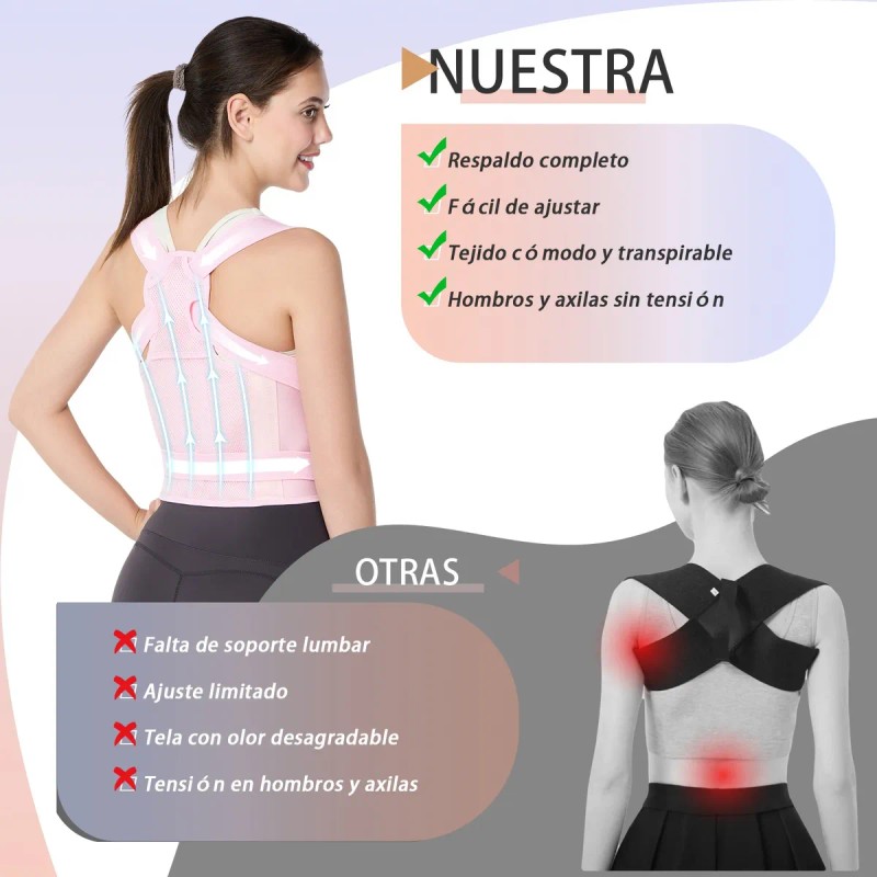 Corrector Postura Espalda Hombre Mujer Ajustable Faja Crema