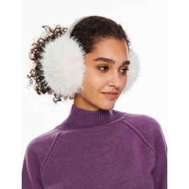 Surblue Cute Winter Earmuffs Faux Fur Outdoor Ear Warmer Foldable Ear Covers Headband for Women Girls,White