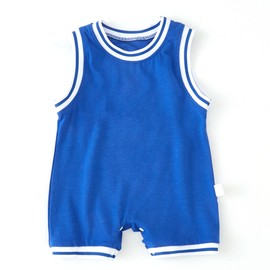 Baby Sleeveless Jumpsuit Breathable Super Soft Cute Infant One Piece Sleeveless Bodysuit Blue 39.4in