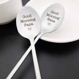 Nana and Papa Gifts Good Morning Nana Good Morning Papa Spoon Set for Grandparents Anniversary Christmas Birthday Gifts for Grandma Grandpa Fathers Day Mothers Day Gift
