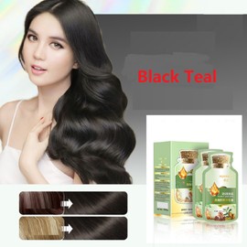 OUKPANE HUANG YI Bubble Plant Hair Dye,Natural Plant Hair Dye, Black Teal New Botanical Bubble Hair Dye 15ml 15packs/Box.(Black Teal)