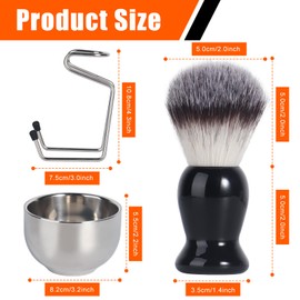 VALENTISE Shaving Brush, 3 In 1 Shaving Brush Set Includes Stainless Steel Shaving Stand and Bowl, Synthetic Badger Hair Shave Brush for Men's Shave Gift