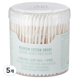 The Face Shop Daily Beauty Tools Premium Cotton Swabs, Mixed Colors, 5 Pieces / 더페이스샵 데일리 뷰티툴즈 프리미엄 면봉, 혼합색상, 5개