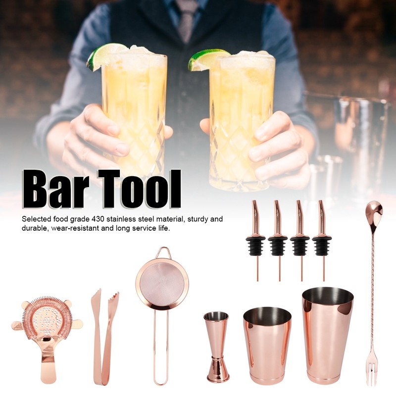 11Pcs/Set Multifunction Stainless Steel Cocktail Shaker Tools Set Bar Bartender