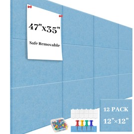 Large Cork Board for Walls Blue Felt Board Alternative -Felt Bulletin Board Tiles for Office Wall Decor,corkboard,Push pin Board Wall Organizer for Office -12Pack (Blue)