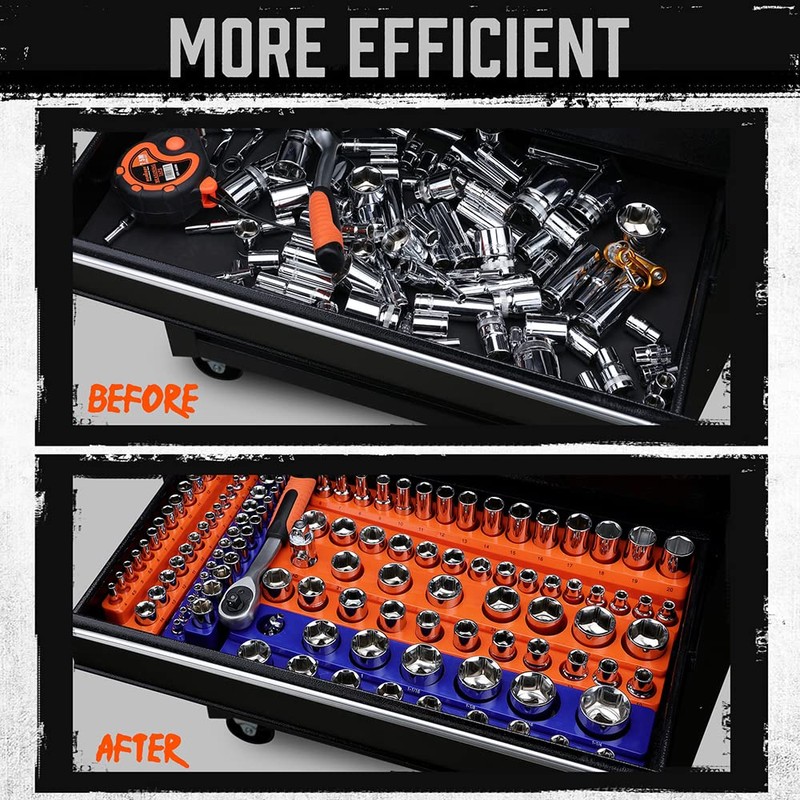 HORUSDY 6-Piece Magnetic Socket Organizer Set, Magnetic Socket Holder, 1/4",